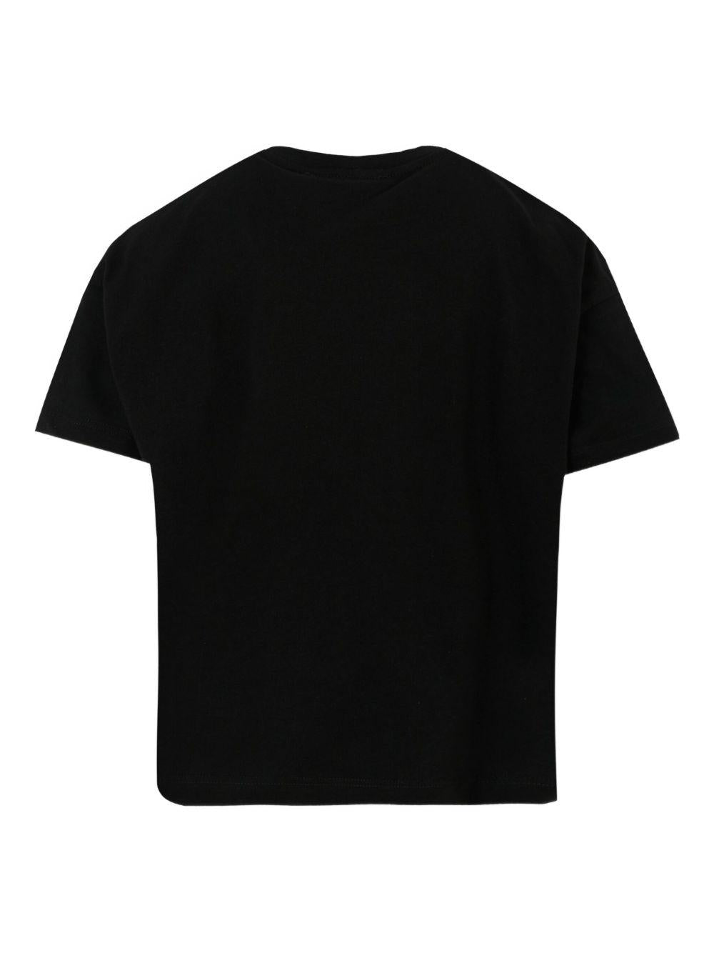 T-shirt per bambina MSGM Kids nera con logo leopardato - Rubino Kids