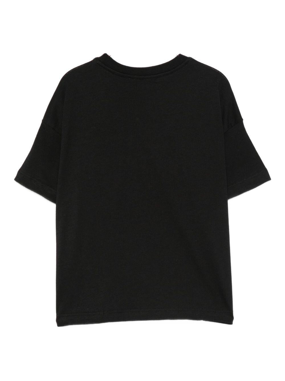 T-shirt per bambina MSGM Kids nera con logo sul davanti - Rubino Kids