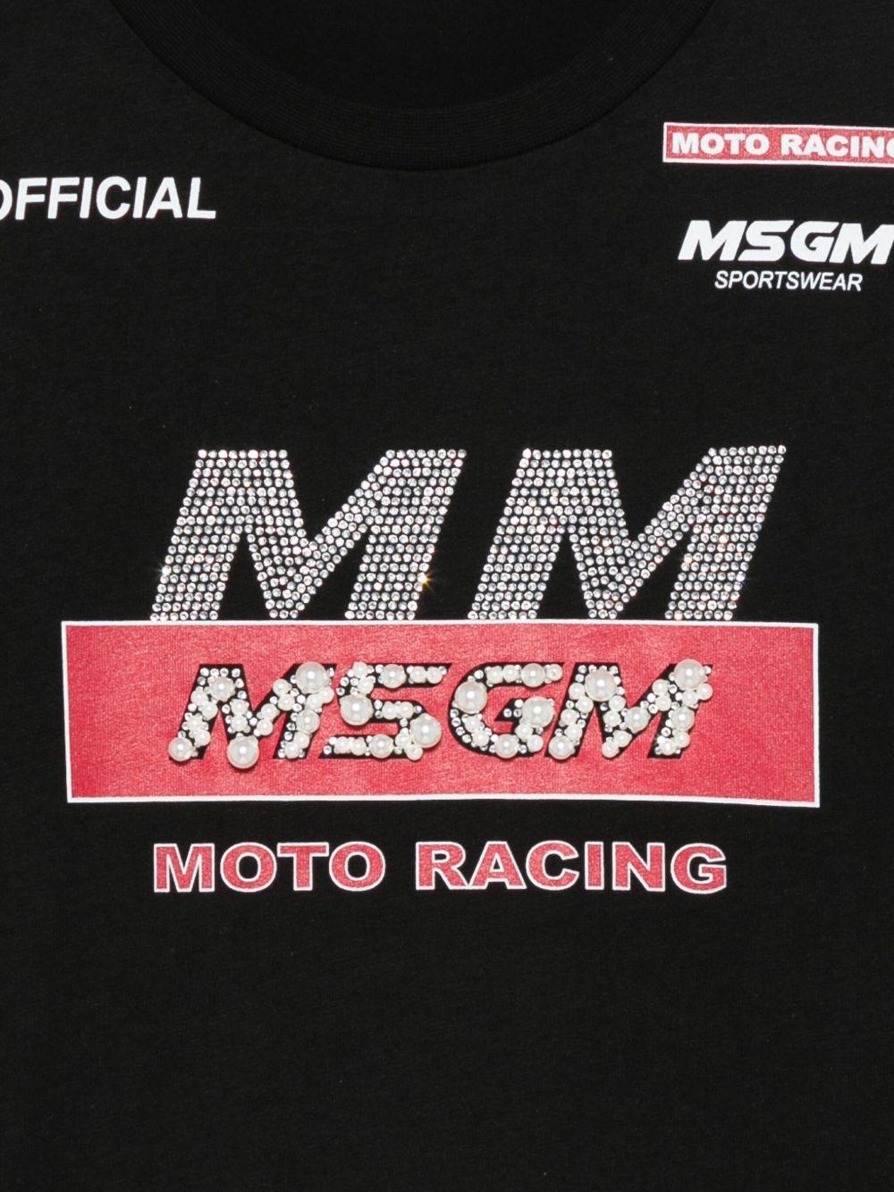 T-shirt per bambina MSGM Kids nera con logo sul davanti - Rubino Kids