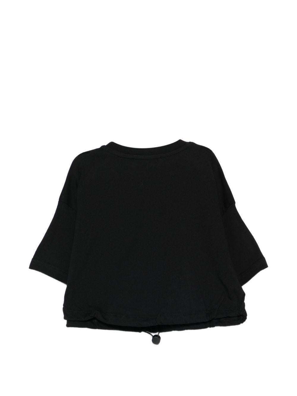 T-shirt per bambina MSGM Kids nera con orlo con coulisse - Rubino Kids