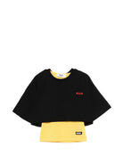 T-shirt per bambina MSGM Kids nero con logo - toppa - Rubino Kids