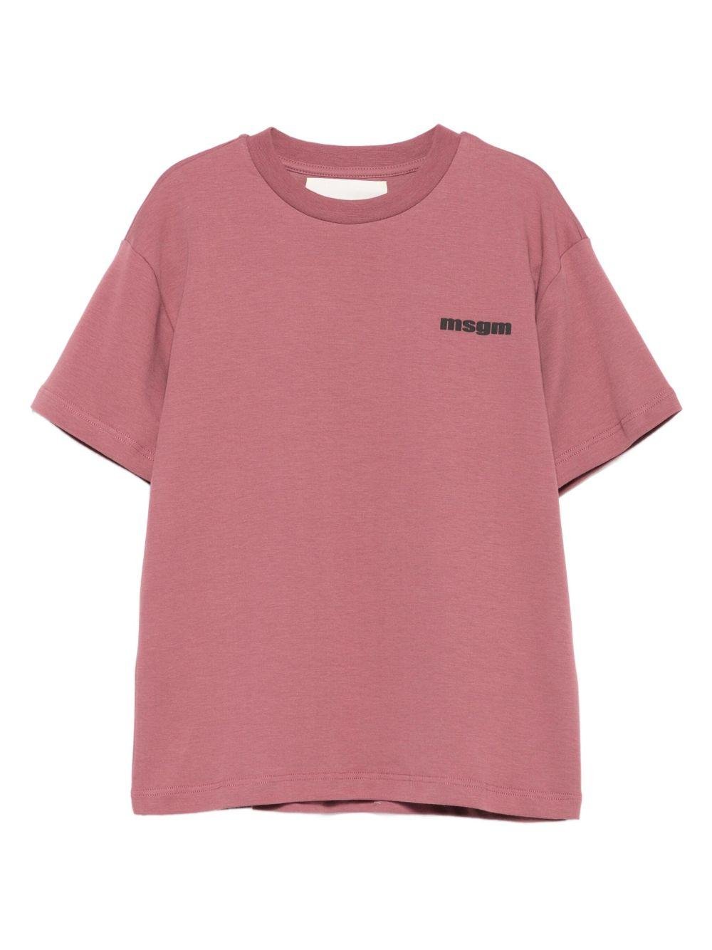 T-shirt per bambina MSGM Kids rosa con stampa logo - Rubino Kids
