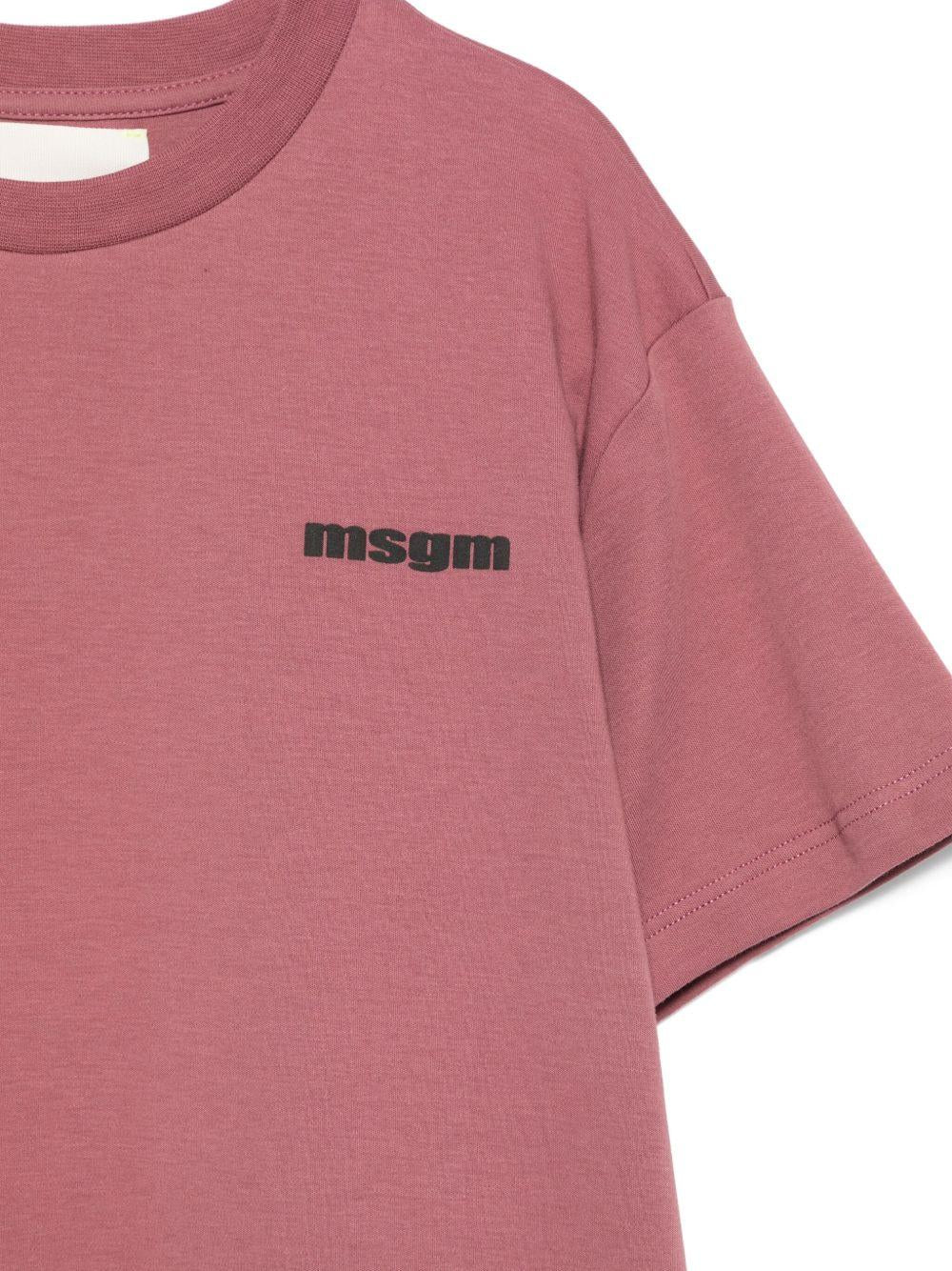 T-shirt per bambina MSGM Kids rosa con stampa logo - Rubino Kids