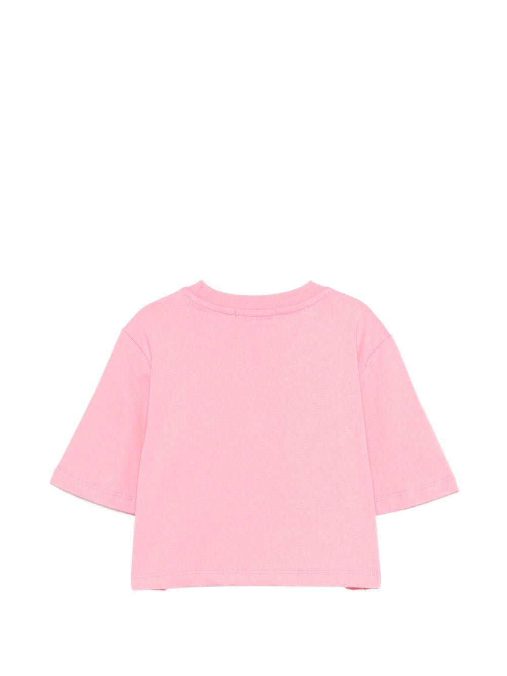 T-shirt per bambina MSGM Kids rosa con stampa logo sul davanti - Rubino Kids