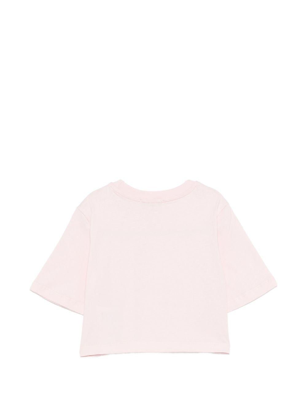 T-shirt per bambina MSGM Kids rosa modello crop - Rubino Kids