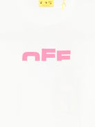 T-shirt per bambina Off - White Kids bianca con logo stampato e orlo dritto - Rubino Kids