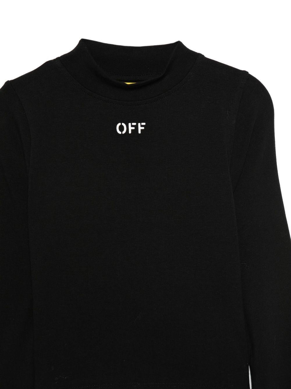 T-shirt per bambina Off - White Kids nera con collo a lupetto - Rubino Kids