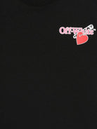 T-shirt per bambina Off - White Kids nera con logo stampato e motivo a cuore - Rubino Kids
