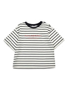 T-shirt per bambina Philosophy di Lorenzo Serafini Kids bianca con design a righe - Rubino Kids