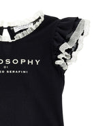 T-shirt per bambina Philosophy di Lorenzo Serafini Kids nera con ruches - Rubino Kids