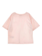 T-shirt per bambina Philosophy di Lorenzo Serafini Kids rosa con logo ricamato sul davanti - Rubino Kids