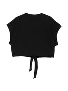 T-shirt per bambina Pinko Kids nera con dettaglio nodo - Rubino Kids