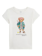T-shirt per bambina POLO RALPH LAUREN KIDS bianco con motivo Polo Bear - Rubino Kids