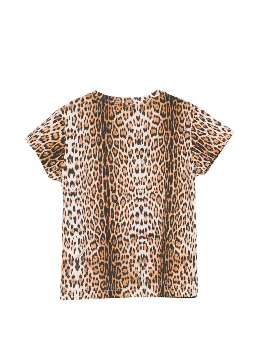 T-shirt per bambina Roberto Cavalli Kids animalier con logo sul davanti - Rubino Kids