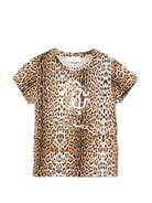 T-shirt per bambina Roberto Cavalli Kids animalier con logo sul davanti - Rubino Kids