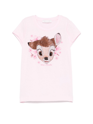 Pink T-shirt for girls with MONNALISA x Disney print
