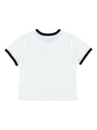 T-shirt per bambina Stella McCartney Kids bianca con dettagli del logo sul davanti - Rubino Kids