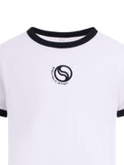 T-shirt per bambina Stella McCartney Kids bianca con dettagli del logo sul davanti - Rubino Kids