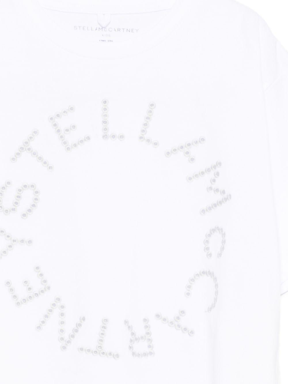 T-shirt per bambina Stella McCartney Kids bianca con dettaglio logo - Rubino Kids
