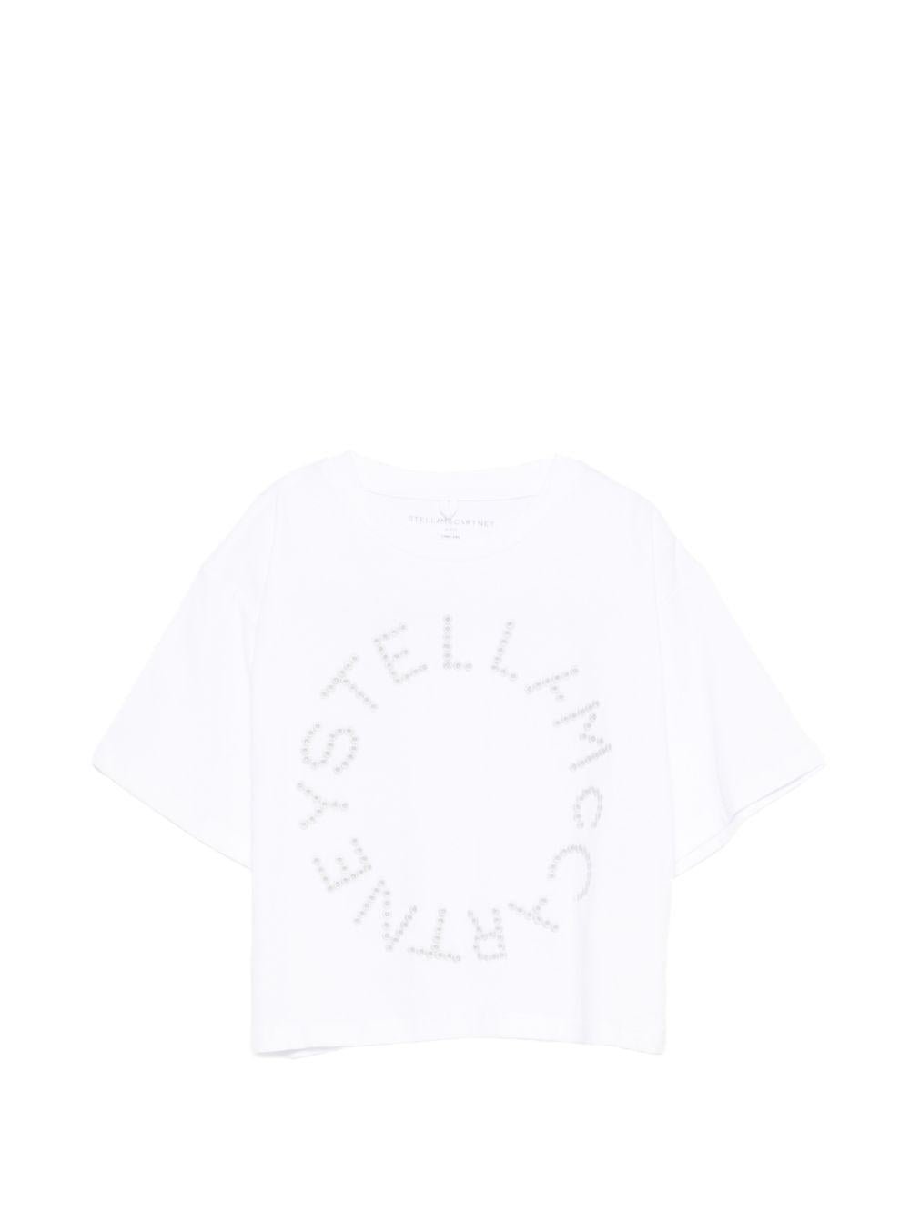 T-shirt per bambina Stella McCartney Kids bianca con dettaglio logo - Rubino Kids