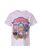 T-shirt per bambina Stella McCartney Kids bianca con scritta "The Stella Hotel" - Rubino Kids