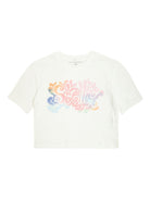 T-shirt per bambina Stella McCartney Kids bianca con stampa grafica sul davanti - Rubino Kids