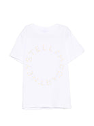 T-shirt per bambina Stella McCartney Kids bianca con stampa logo - Rubino Kids