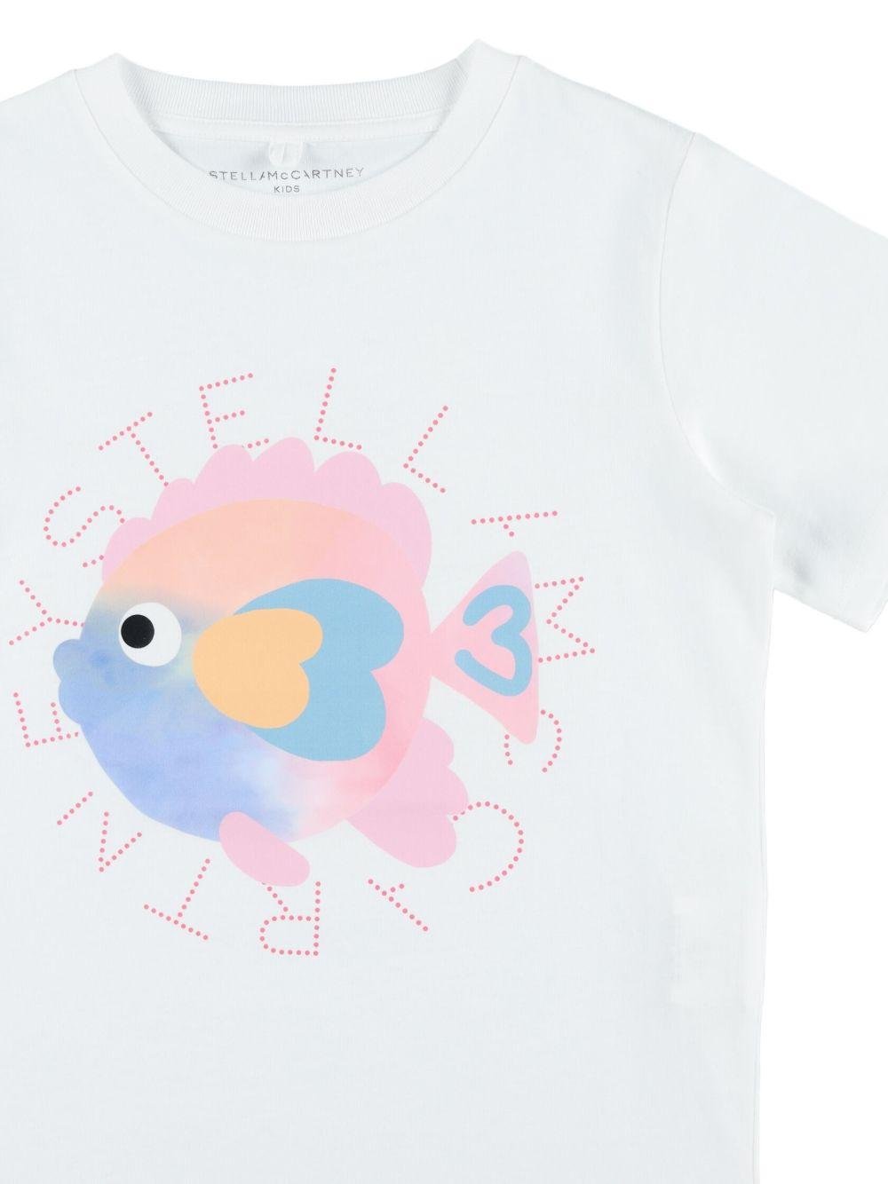 T-shirt per bambina Stella McCartney Kids bianca constampa grafica sul davanti - Rubino Kids