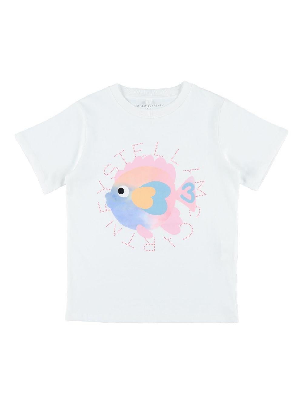 T-shirt per bambina Stella McCartney Kids bianca constampa grafica sul davanti - Rubino Kids