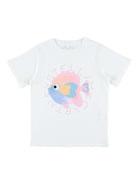 T-shirt per bambina Stella McCartney Kids bianca constampa grafica sul davanti - Rubino Kids