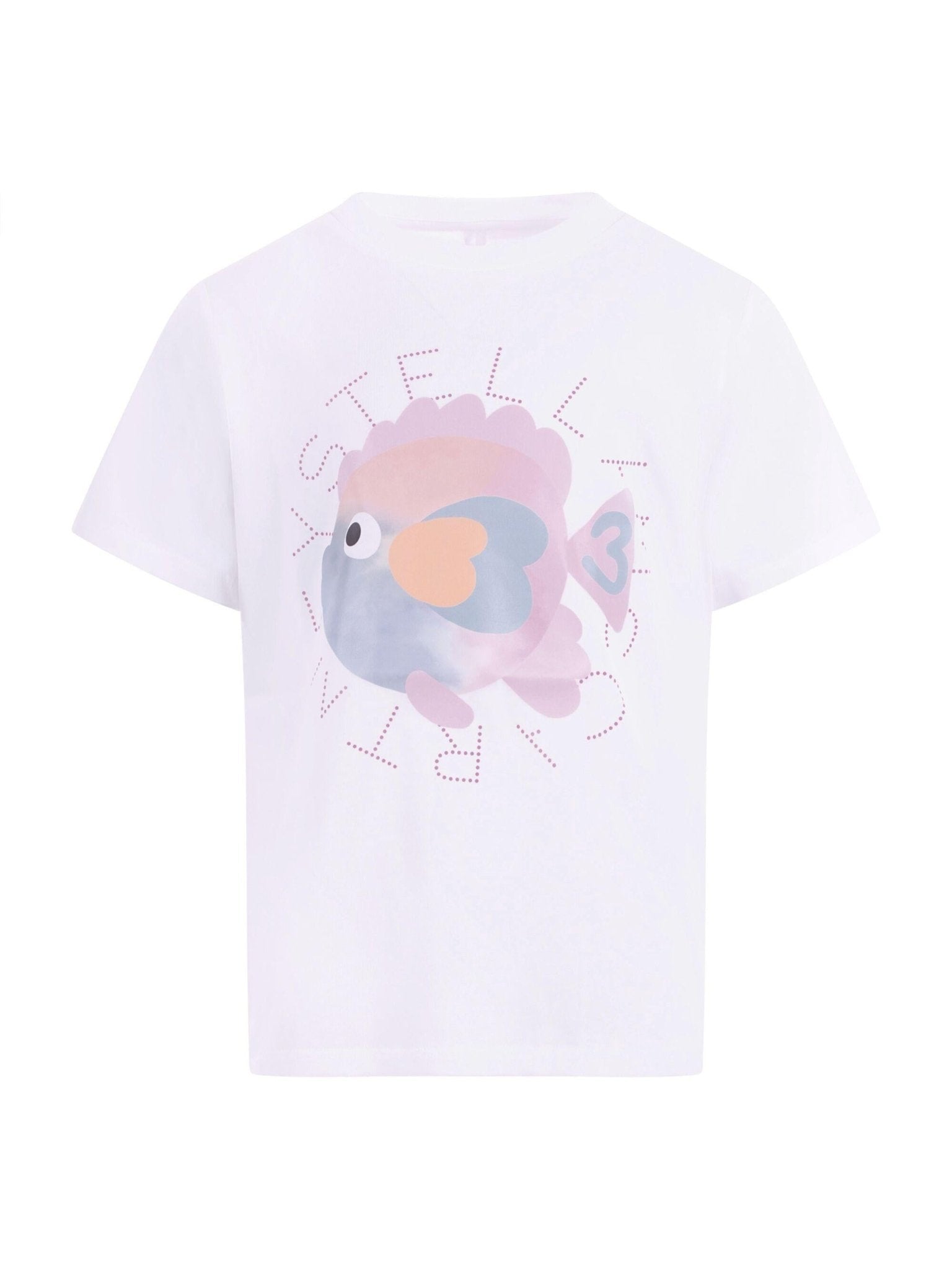 T-shirt per bambina Stella McCartney Kids bianca constampa grafica sul davanti - Rubino Kids