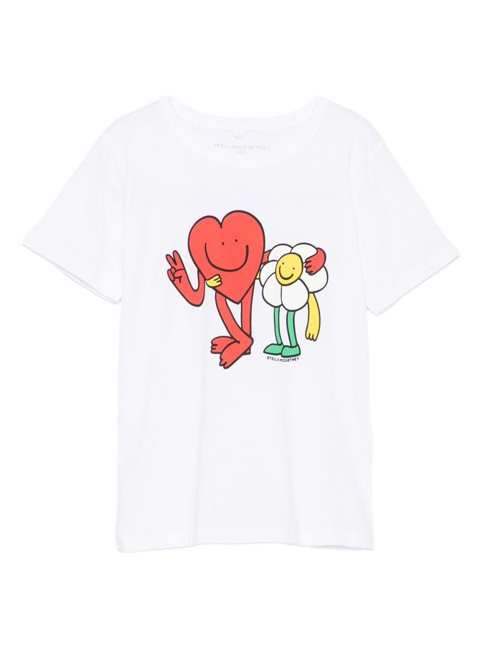 T-shirt per bambina Stella McCartney Kids bianco con stampa grafica - Rubino Kids