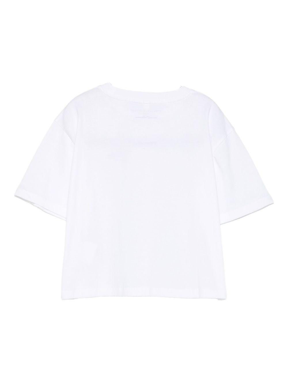 T-shirt per bambina Stella McCartney Kids bianco con stampa labbra - Rubino Kids