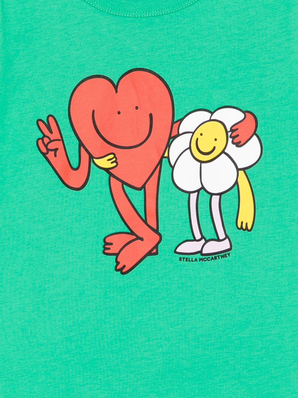 T-shirt per bambina Stella McCartney Kids verde con stampa grafica - Rubino Kids