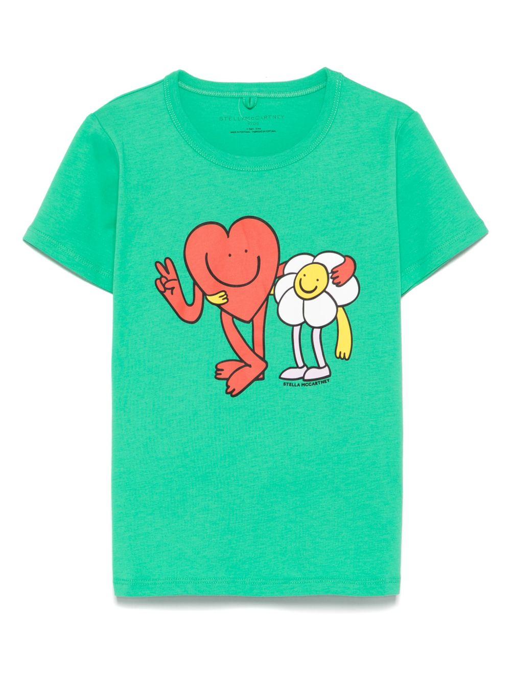 T-shirt per bambina Stella McCartney Kids verde con stampa grafica - Rubino Kids
