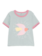 T-shirt per bambina Stella McCartney Kids verde con stampa uccello - Rubino Kids