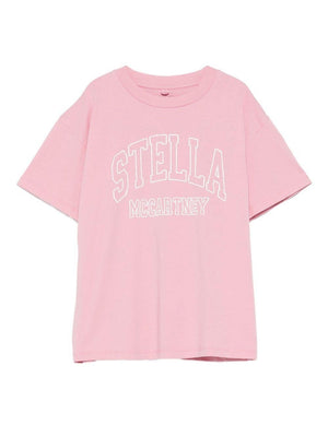 T-shirt per bambina Stella McCartney rosa con stampa logo
