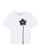 T-shirt per bambina The Marc Jacobs Kids bianca con applicazione a fiore - Rubino Kids