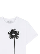 T-shirt per bambina The Marc Jacobs Kids bianca con applicazione a fiore - Rubino Kids