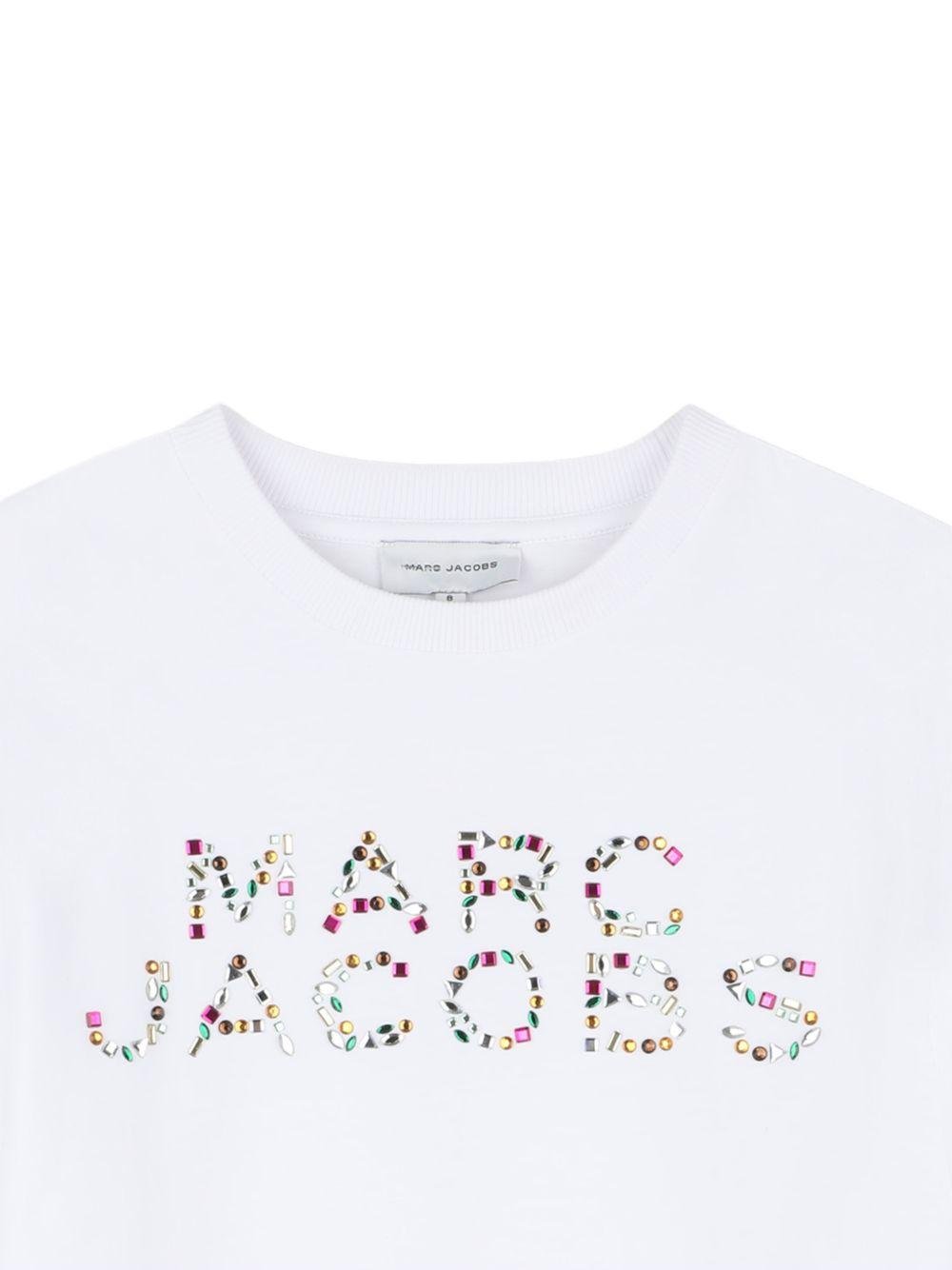 T-shirt per bambina The Marc Jacobs Kids bianca con stampa logo - Rubino Kids