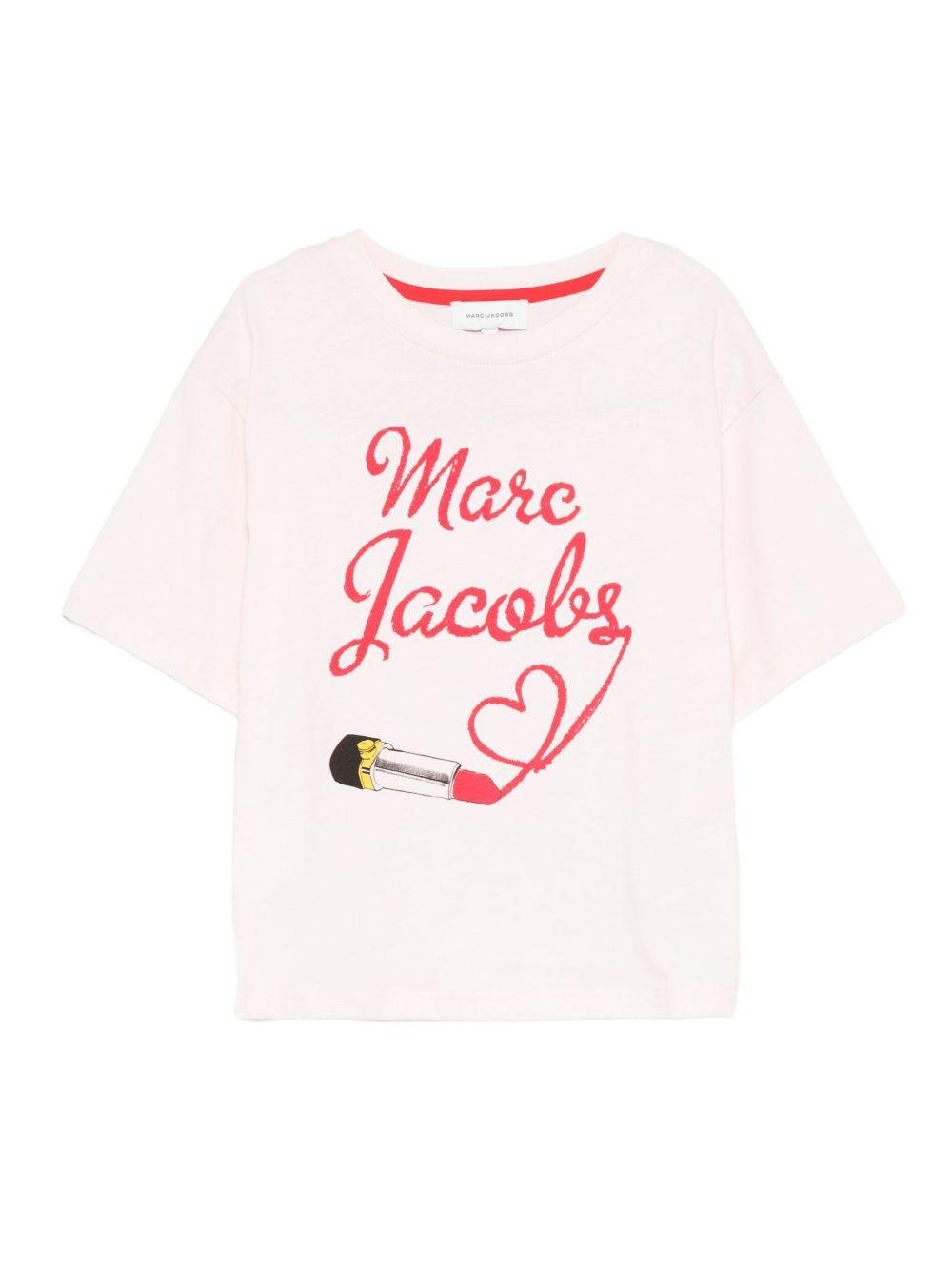 T-shirt per bambina The Marc Jacobs Kids rosa con stampa grafica - Rubino Kids