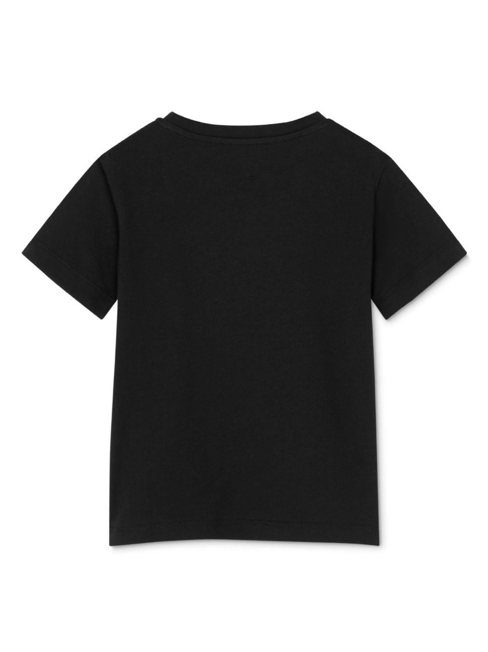 T-shirt per bambina Versace Kids nero con logo di strass - Rubino Kids
