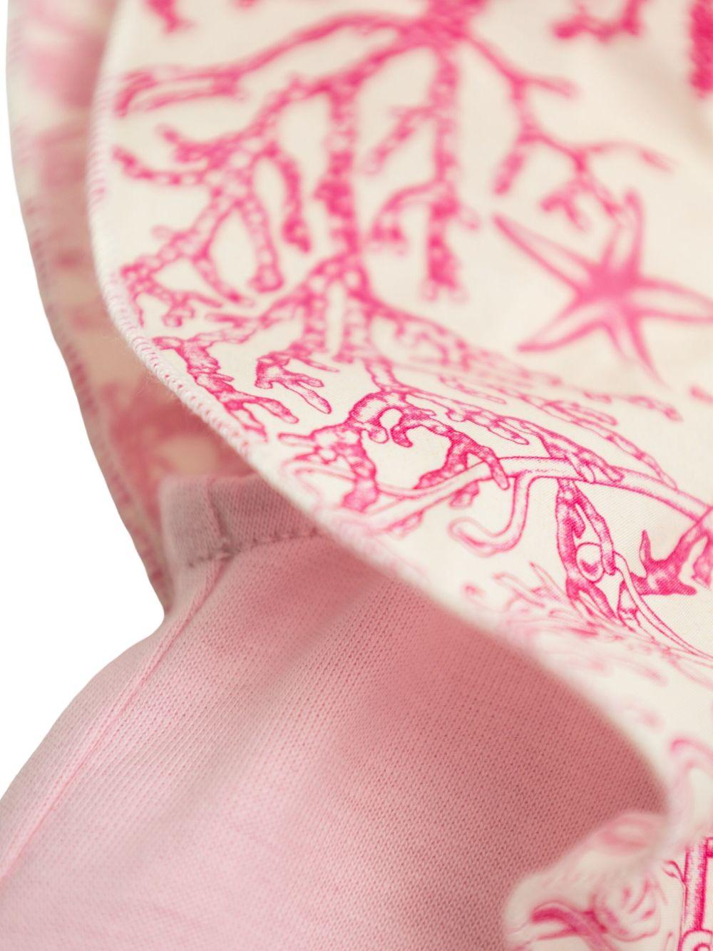 T-shirt per bambina Versace Kids Underwater Barocco rosa con ruches - Rubino Kids