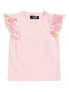 T-shirt per bambina Versace Kids Underwater Barocco rosa con ruches - Rubino Kids