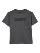 T-shirt per bambini Dkny Kids grigia con design con logo a contrasto - Rubino Kids