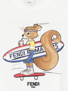 T-shirt per bambini Fendi Kids bianco con stampa grafica - Rubino Kids