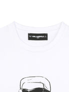 T-shirt per bambini Karl Lagerfeld kids bianca con stampa Ikonik Karl - Rubino Kids
