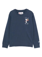 T-shirt per bambini MC2 Saint Barth Kids blu con ricamo Snoopy sul davanti - Rubino Kids