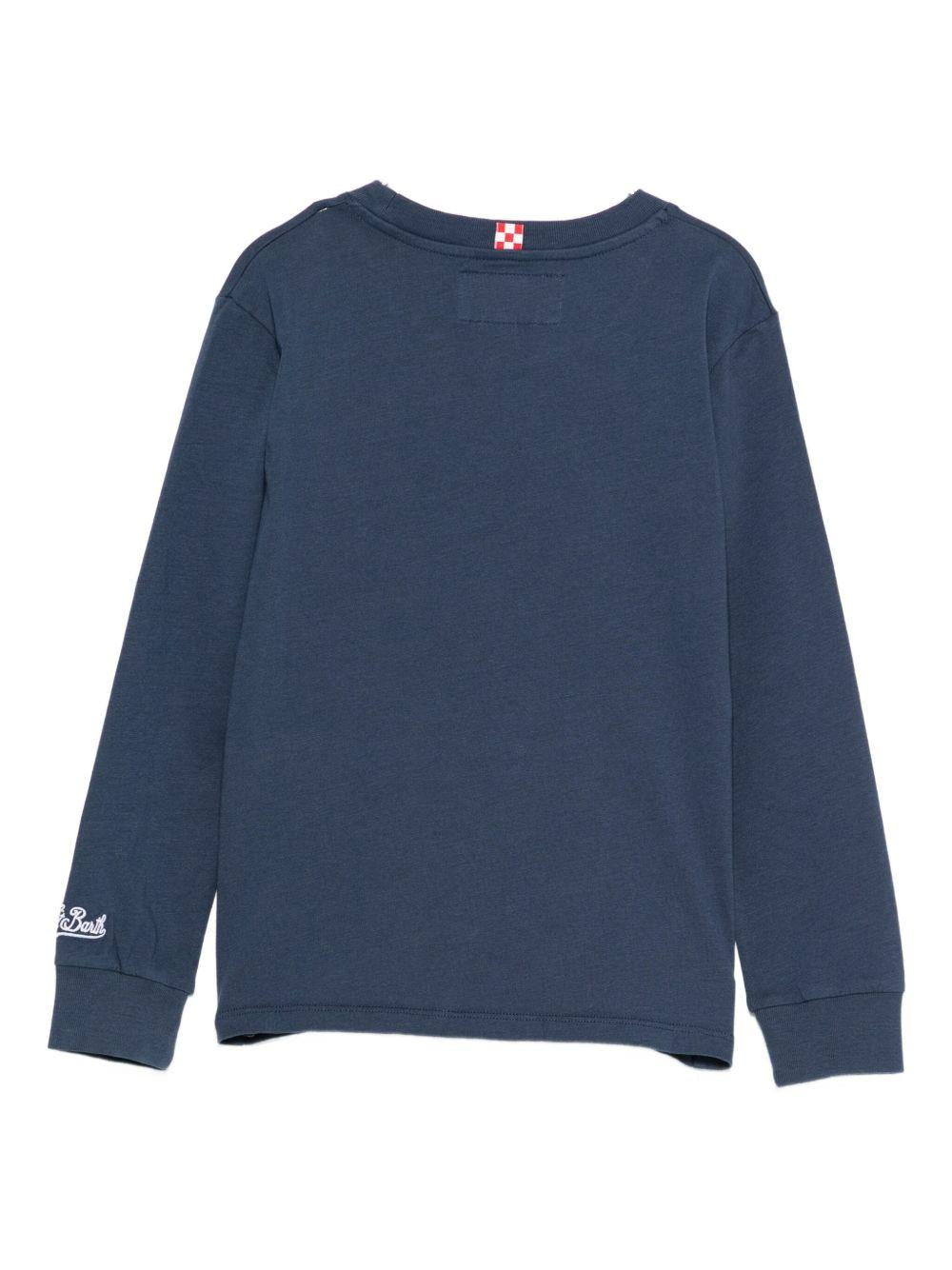 T-shirt per bambini MC2 Saint Barth Kids blu con ricamo Snoopy sul davanti - Rubino Kids