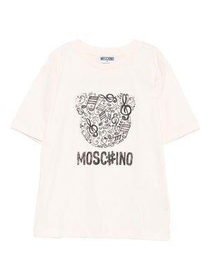 Moschino Kids beige graphic print T-shirt for children
